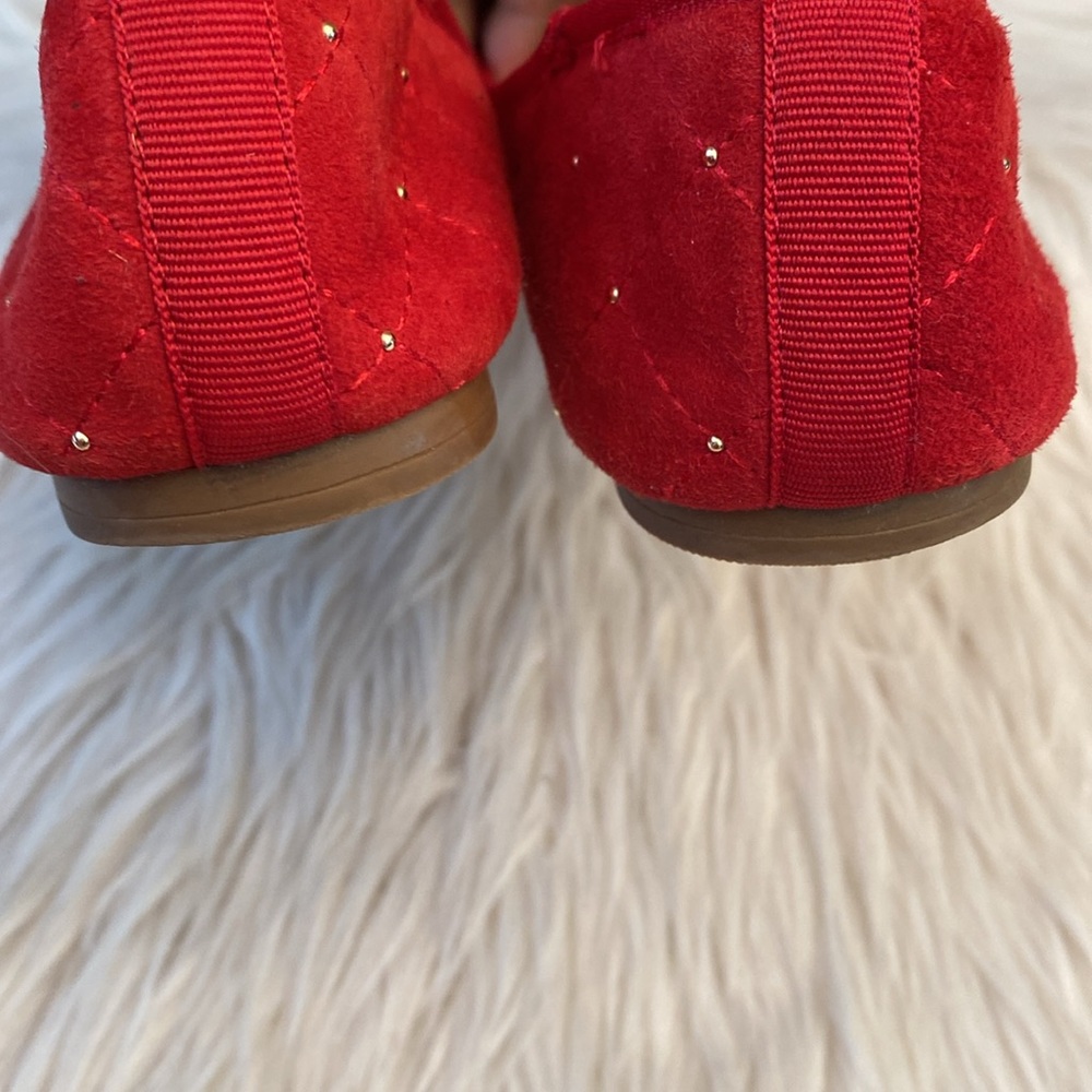 Talbots Penelope Quilted Ballet Flats - Studded Kid Suede - Red, Size 6.5M - Picture 13 of 17